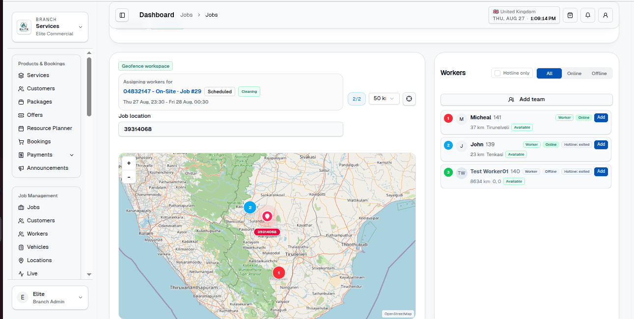 Assign a FacilityPro job from the map